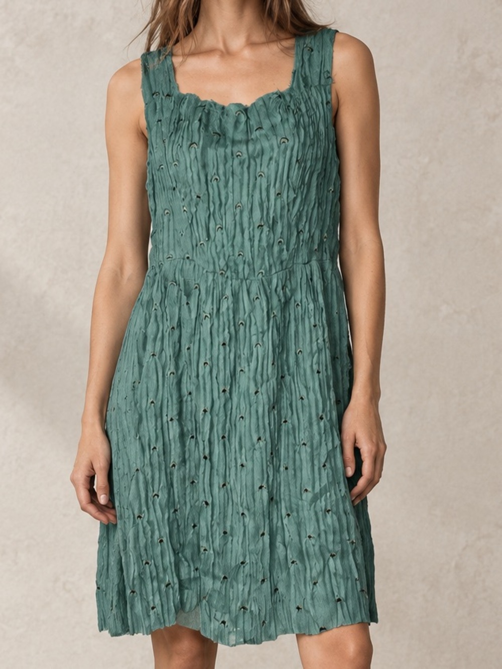 Philosophy di Alberta Ferretti Green Sleeveless Silk Mini Dress Women’s Sz 12